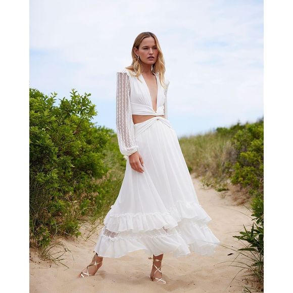 PATBO PLUNGE LACE SLEEVE MAXI DRESS - Picture 2 of 9